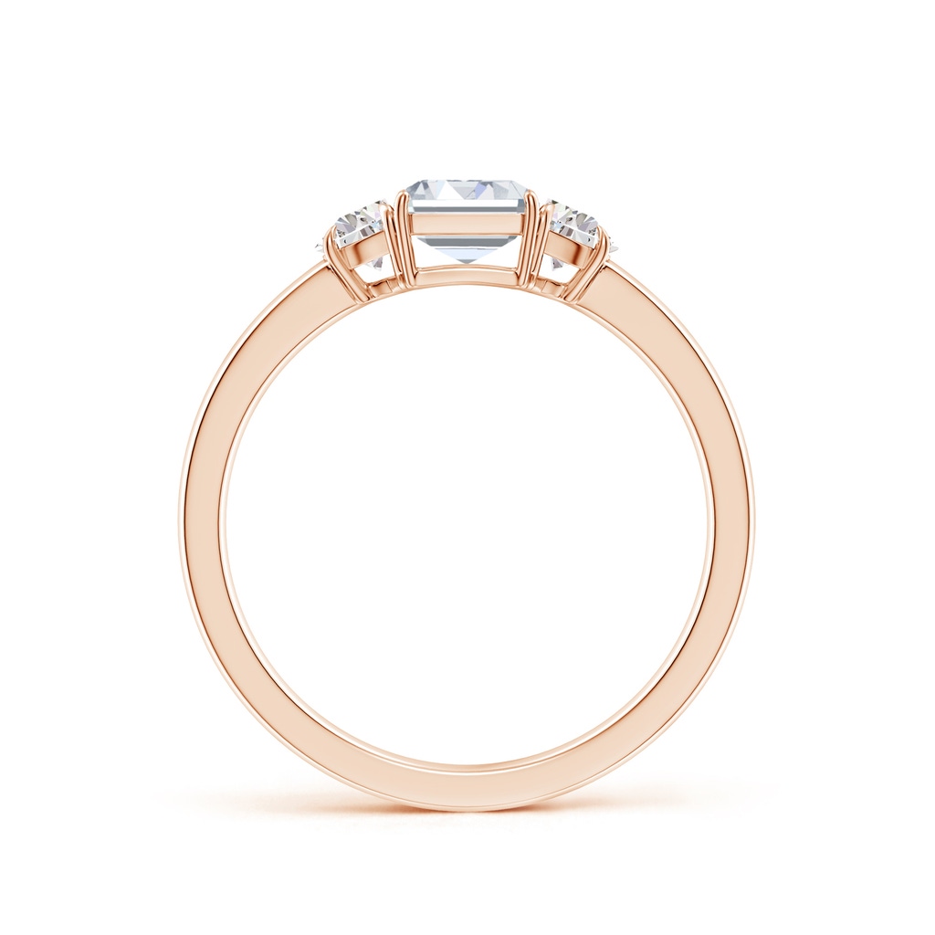 7x5mm GVS2 Emerald-Cut and Half Moon Diamond Three Stone Ring in Rose Gold Side 199
