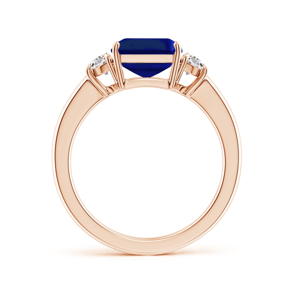10x8mm Lab-Grown Emerald-Cut Blue Sapphire and Half Moon Diamond Three Stone Ring in Rose Gold side 199