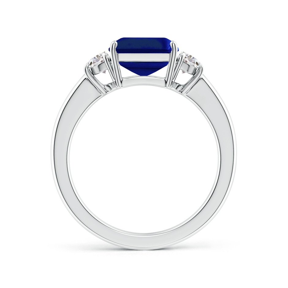 10x8mm Lab-Grown Emerald-Cut Blue Sapphire and Half Moon Diamond Three Stone Ring in White Gold side 199