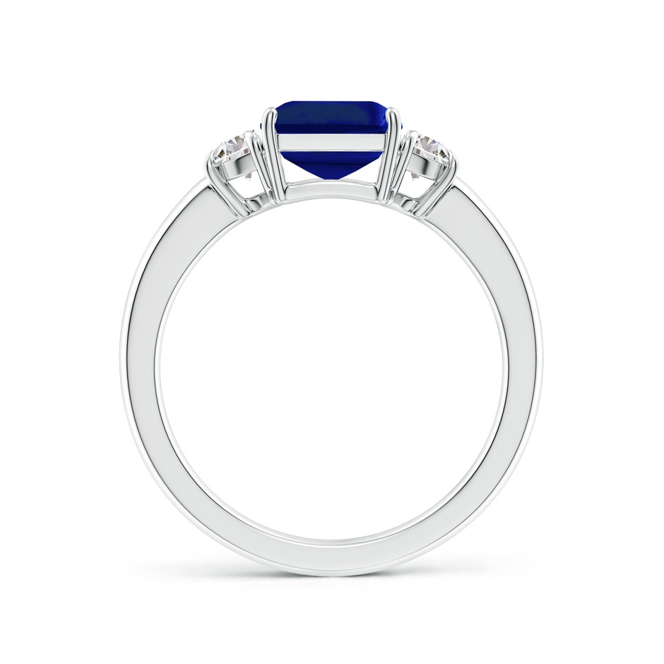 9x7mm Lab-Grown Emerald-Cut Blue Sapphire and Half Moon Diamond Three Stone Ring in S999 Silver side 199