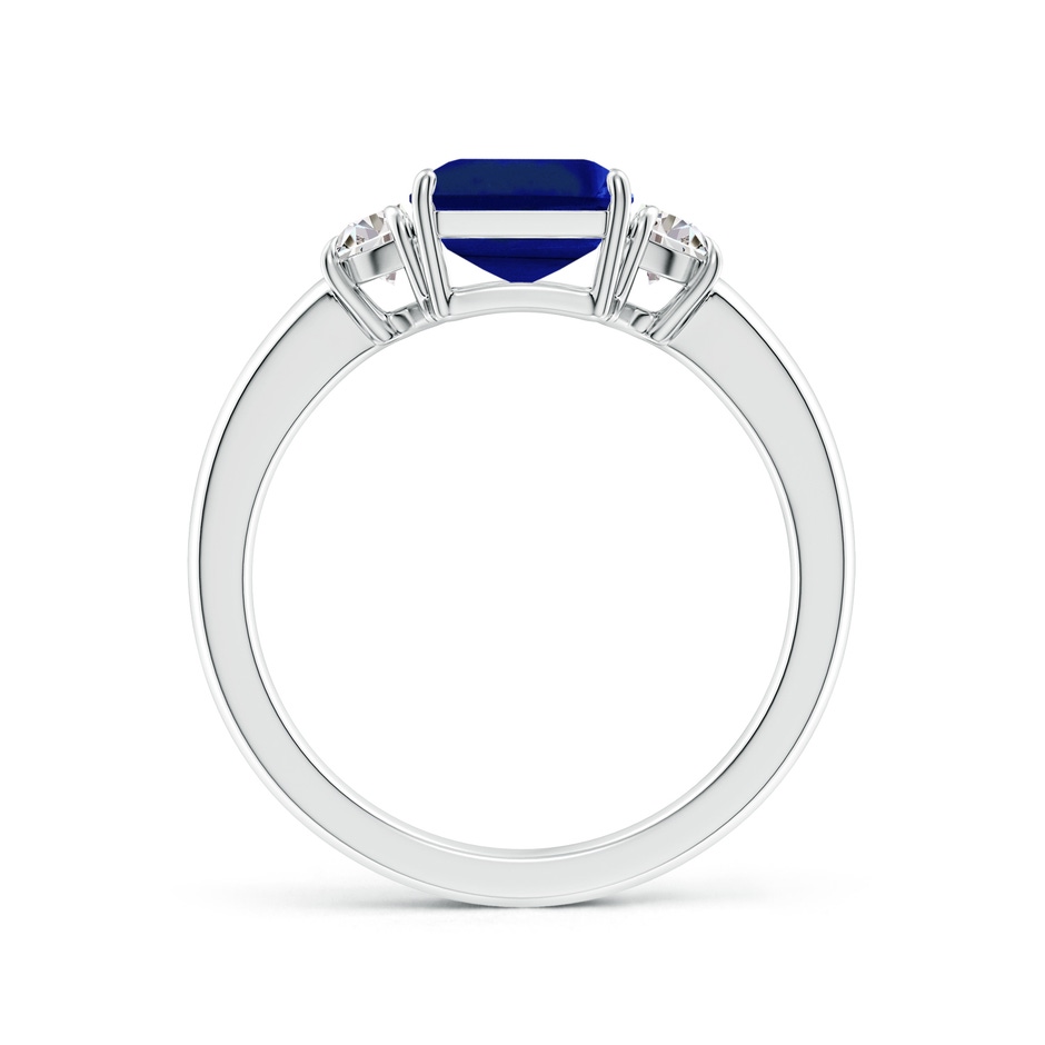 9x7mm Lab-Grown Emerald-Cut Blue Sapphire and Half Moon Diamond Three Stone Ring in White Gold side 199