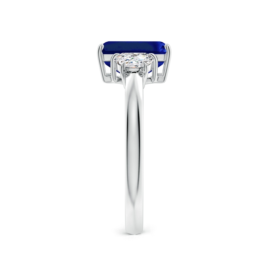 9x7mm Lab-Grown Emerald-Cut Blue Sapphire and Half Moon Diamond Three Stone Ring in White Gold side 299