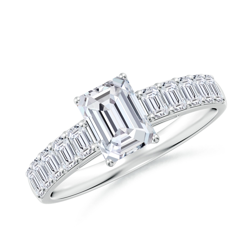 7x5mm HSI2 Emerald-Cut Diamond Ring with Accents in White Gold 