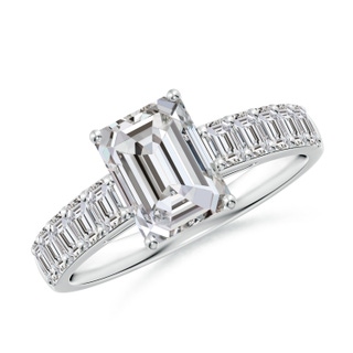 8x6mm IJI1I2 Emerald-Cut Diamond Ring with Accents in P950 Platinum