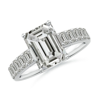 9x7mm KI3 Emerald-Cut Diamond Ring with Accents in P950 Platinum