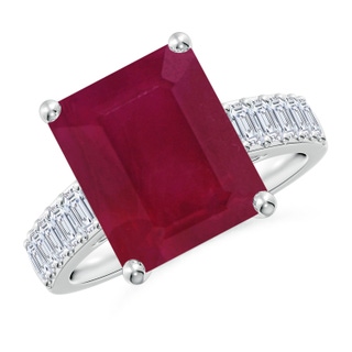 12x10mm A Emerald-Cut Ruby Ring with Diamond Accents in P950 Platinum