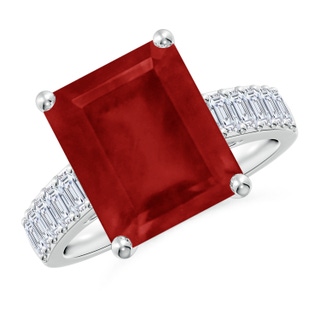 12x10mm AA Emerald-Cut Ruby Ring with Diamond Accents in P950 Platinum