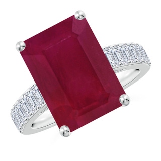 14x10mm A Emerald-Cut Ruby Ring with Diamond Accents in S999 Silver