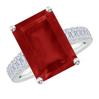 14x10mm AA Emerald-Cut Ruby Ring with Diamond Accents in P950 Platinum