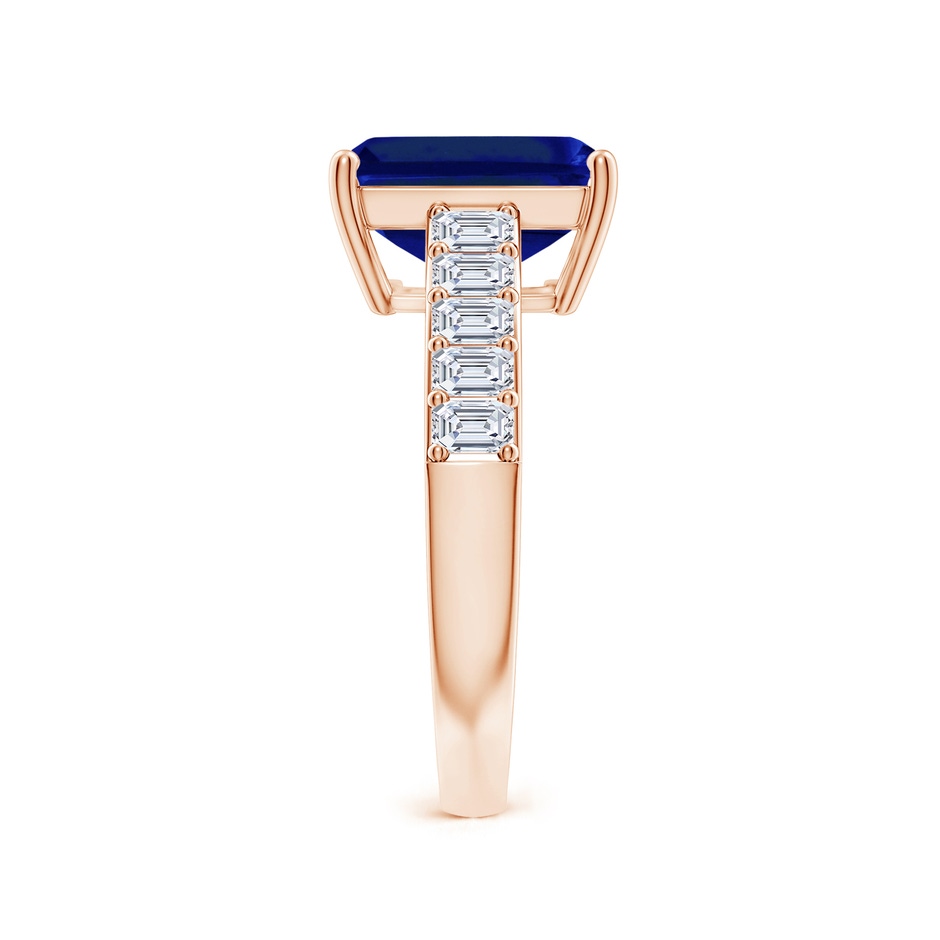 10x8mm Lab-Grown Emerald-Cut Blue Sapphire Ring with Diamond Accents in Rose Gold side 299