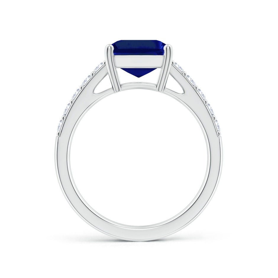 10x8mm Lab-Grown Emerald-Cut Blue Sapphire Ring with Diamond Accents in S999 Silver side 199
