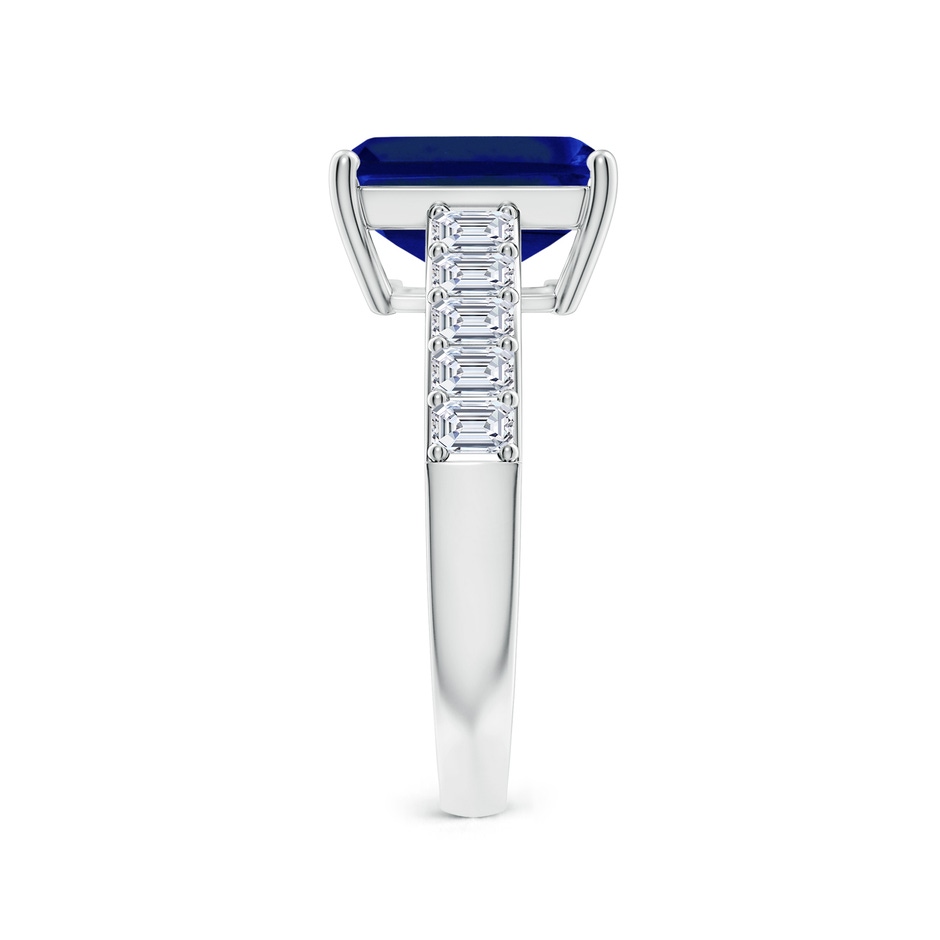10x8mm Lab-Grown Emerald-Cut Blue Sapphire Ring with Diamond Accents in S999 Silver side 299