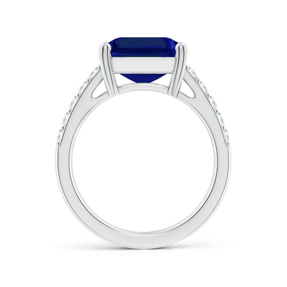 12x10mm Lab-Grown Emerald-Cut Blue Sapphire Ring with Diamond Accents in S999 Silver side 199
