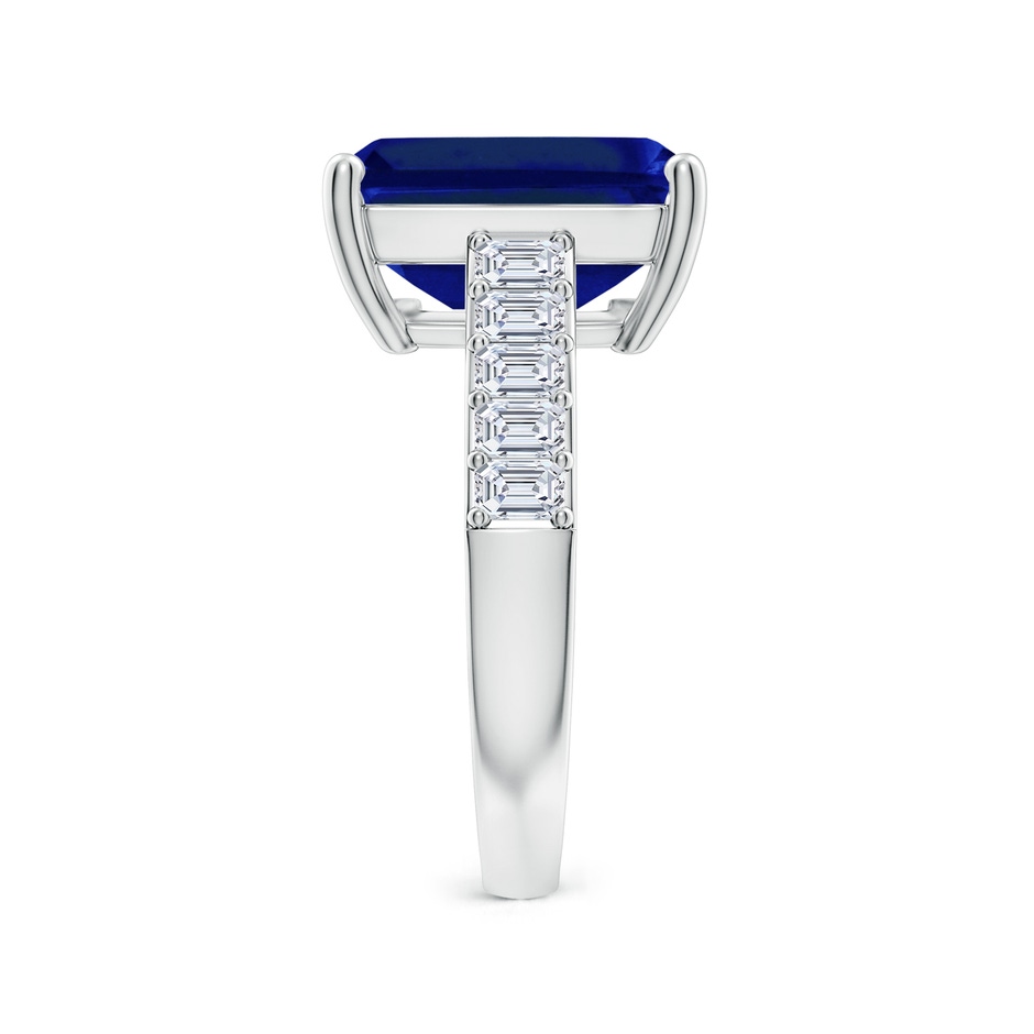 12x10mm Lab-Grown Emerald-Cut Blue Sapphire Ring with Diamond Accents in White Gold side 299