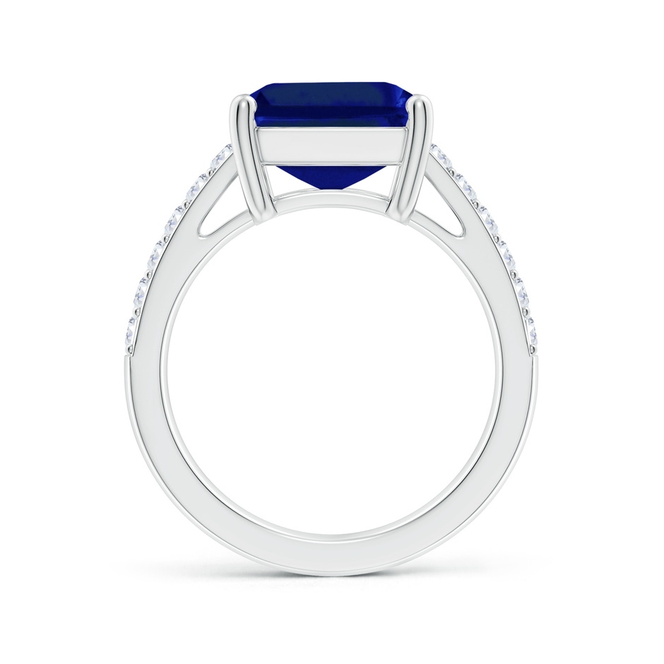 14x10mm Lab-Grown Emerald-Cut Blue Sapphire Ring with Diamond Accents in P950 Platinum side 199