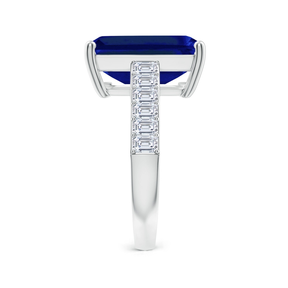 14x10mm Lab-Grown Emerald-Cut Blue Sapphire Ring with Diamond Accents in P950 Platinum side 299