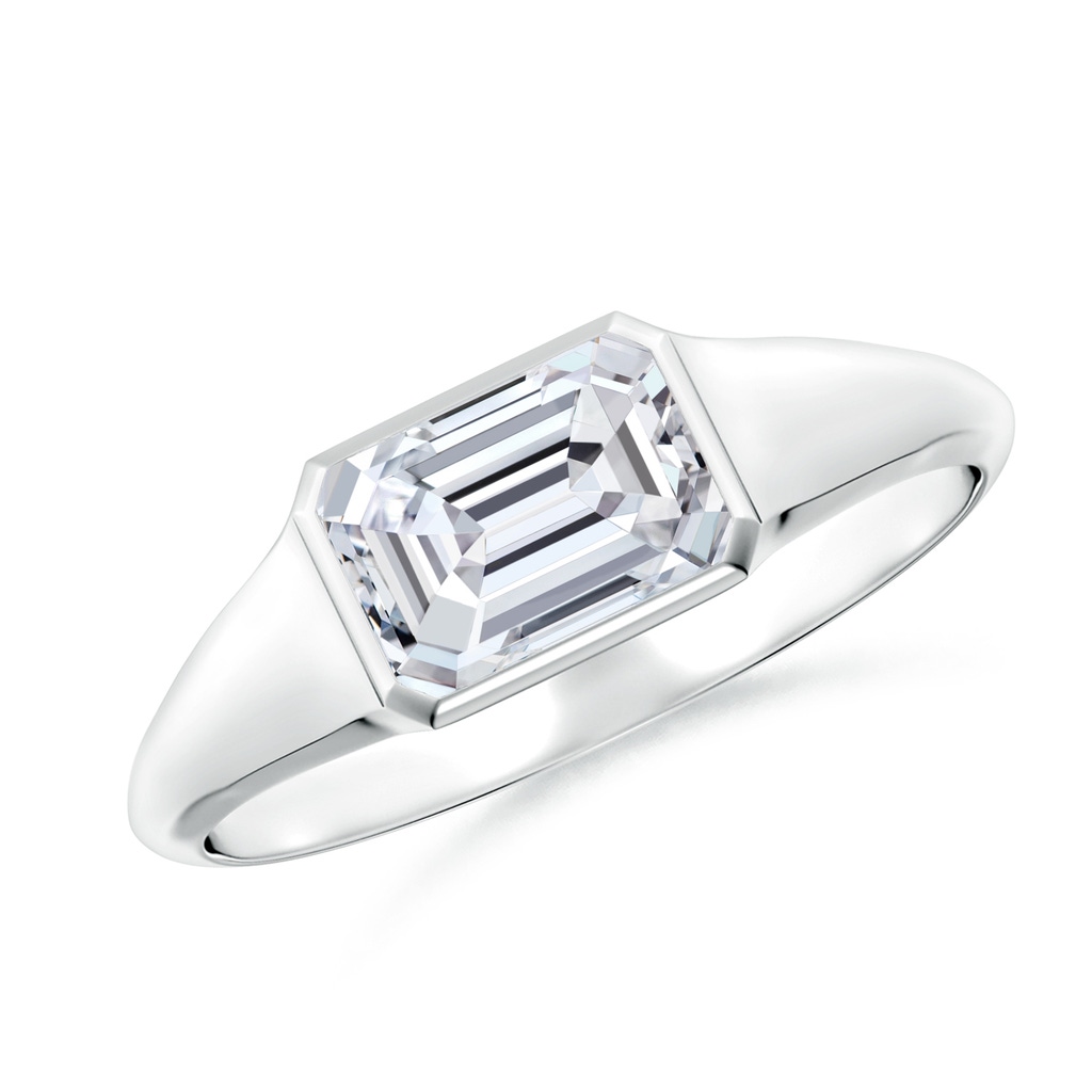 7x5mm HSI2 Emerald-Cut Diamond Signet Ring in White Gold 