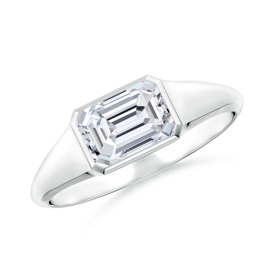 7x5mm HSI2 Emerald-Cut Diamond Signet Ring in White Gold