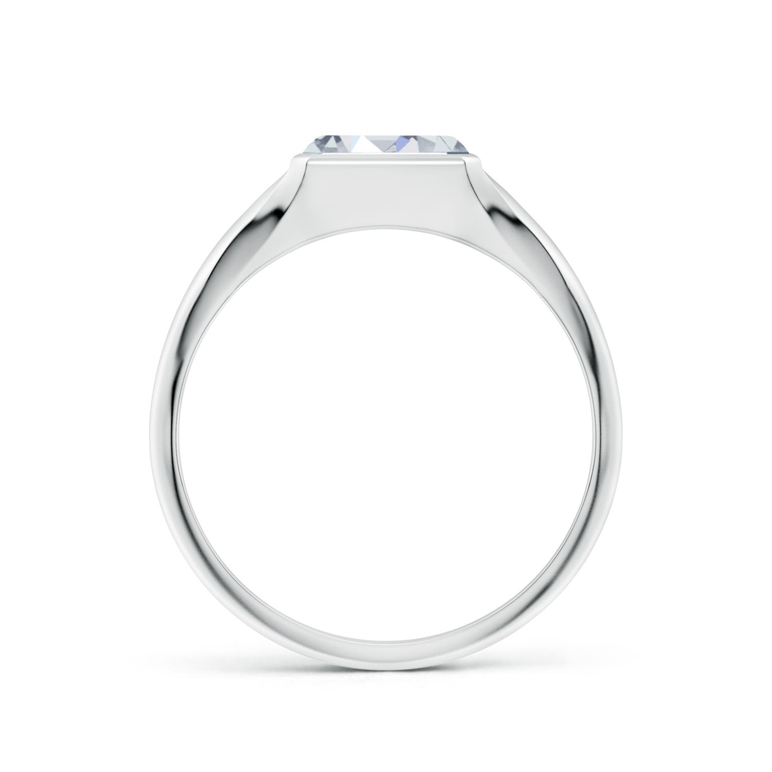 7x5mm HSI2 Emerald-Cut Diamond Signet Ring in White Gold - side 2