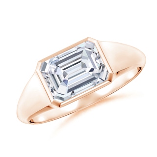 8x6mm GVS2 Emerald-Cut Diamond Signet Ring in Rose Gold