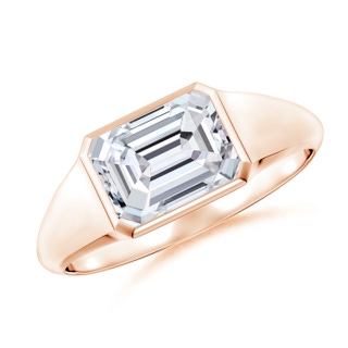 8x6mm HSI2 Emerald-Cut Diamond Signet Ring in Rose Gold