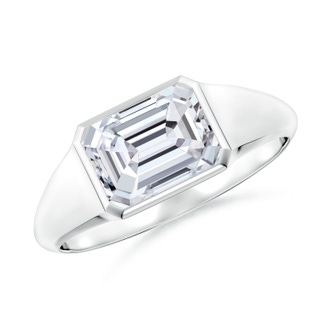 8x6mm HSI2 Emerald-Cut Diamond Signet Ring in S999 Silver