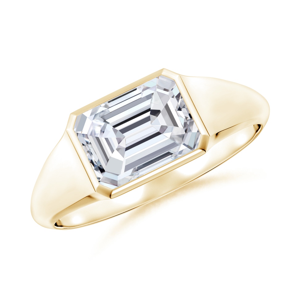 8x6mm HSI2 Emerald-Cut Diamond Signet Ring in Yellow Gold 