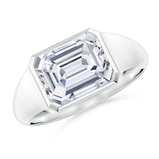 9x7mm GVS2 Emerald-Cut Diamond Signet Ring in S999 Silver