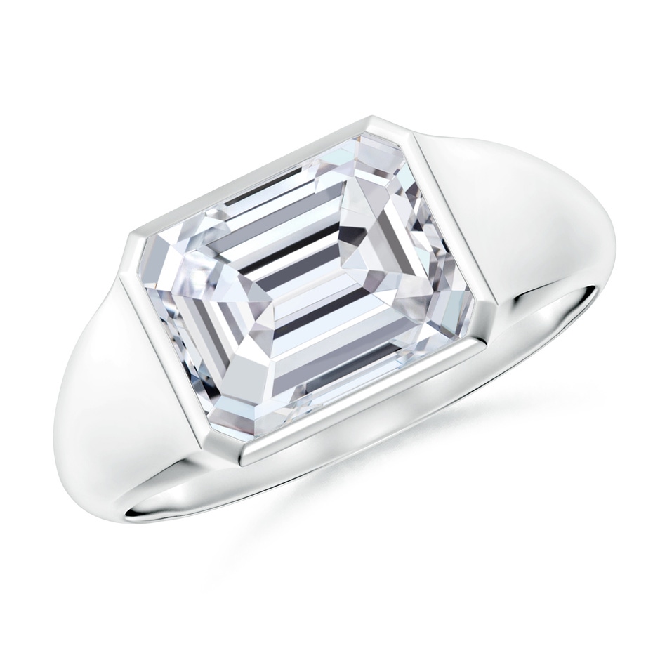 9x7mm HSI2 Emerald-Cut Diamond Signet Ring in P950 Platinum 