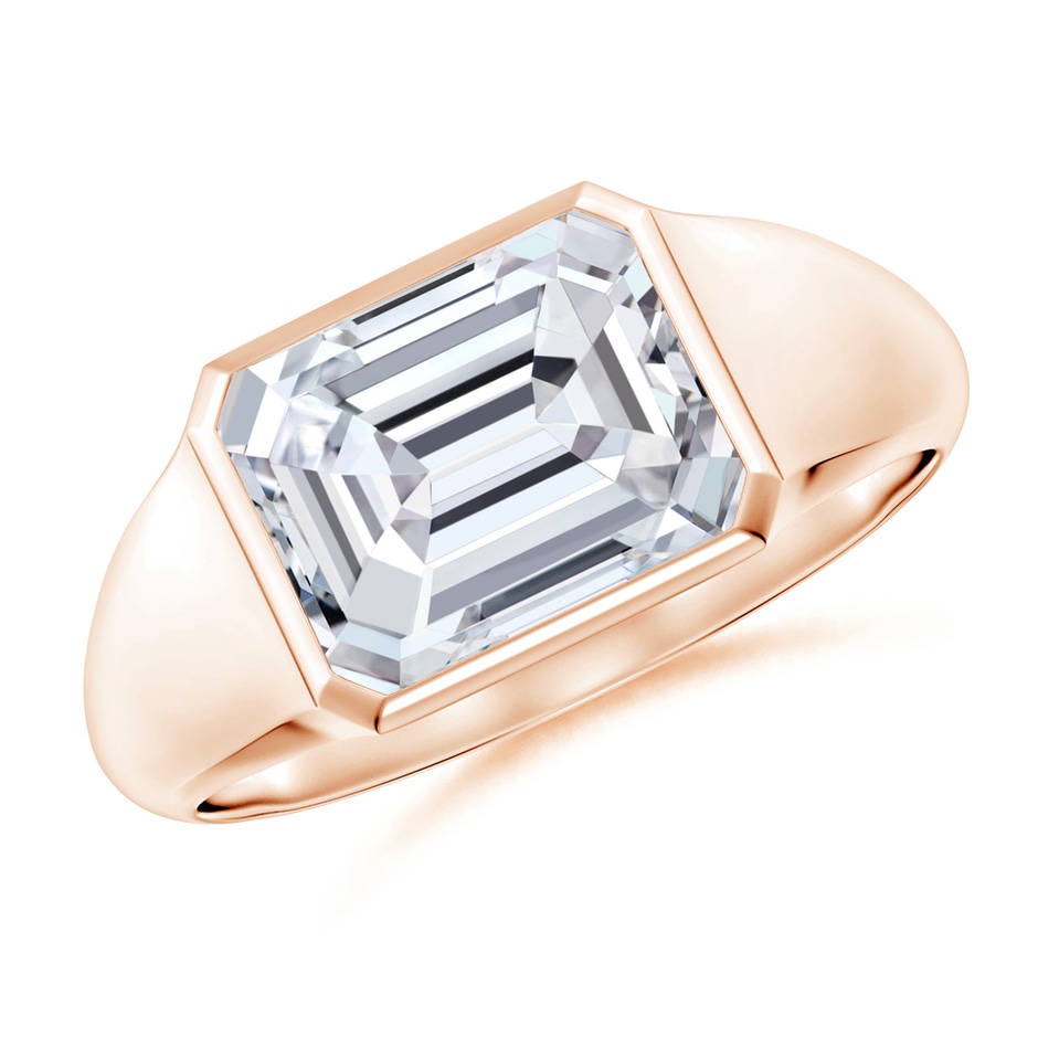 9x7mm HSI2 Emerald-Cut Diamond Signet Ring in Rose Gold 