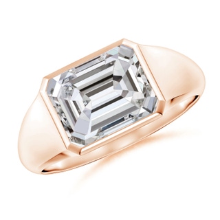 9x7mm IJI1I2 Emerald-Cut Diamond Signet Ring in Rose Gold