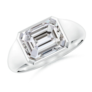 9x7mm IJI1I2 Emerald-Cut Diamond Signet Ring in S999 Silver