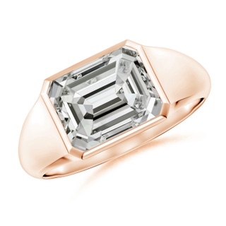 9x7mm KI3 Emerald-Cut Diamond Signet Ring in Rose Gold