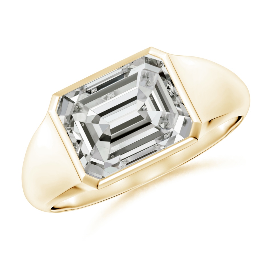 9x7mm KI3 Emerald-Cut Diamond Signet Ring in Yellow Gold 