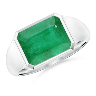 10x8mm A Emerald-Cut Emerald Signet Ring in P950 Platinum