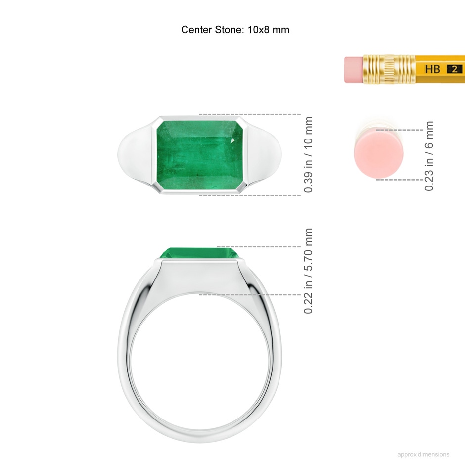 10x8mm A Emerald-Cut Emerald Signet Ring in P950 Platinum ruler