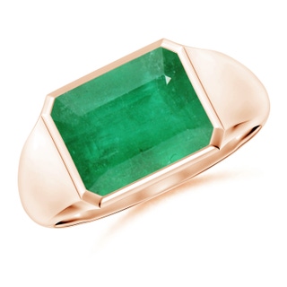 10x8mm A Emerald-Cut Emerald Signet Ring in Rose Gold