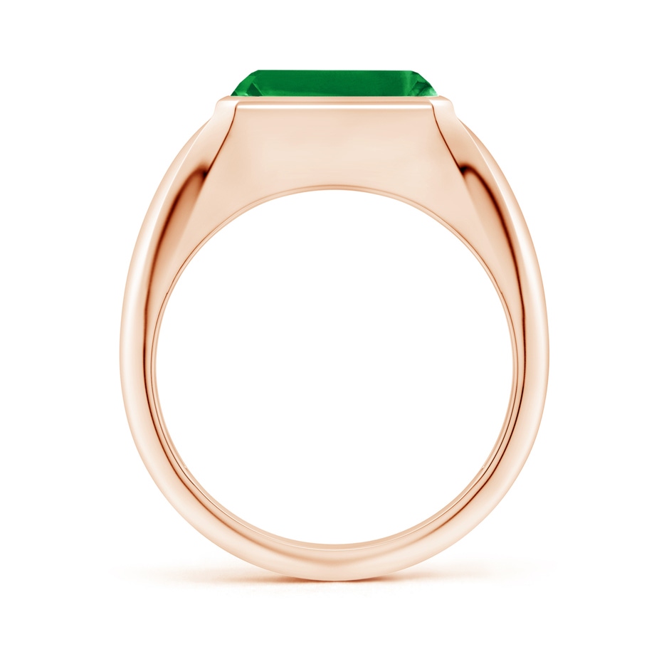 10x8mm AAA Emerald-Cut Emerald Signet Ring in Rose Gold side 199