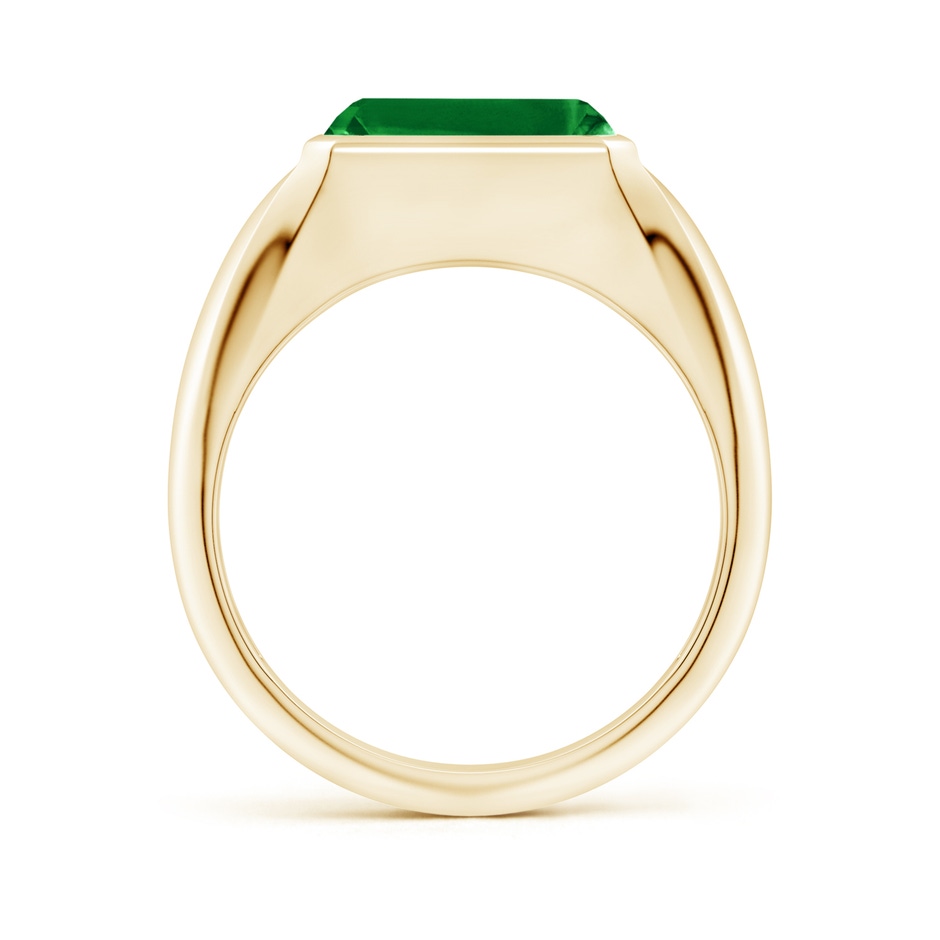 10x8mm AAAA Emerald-Cut Emerald Signet Ring in Yellow Gold side 199