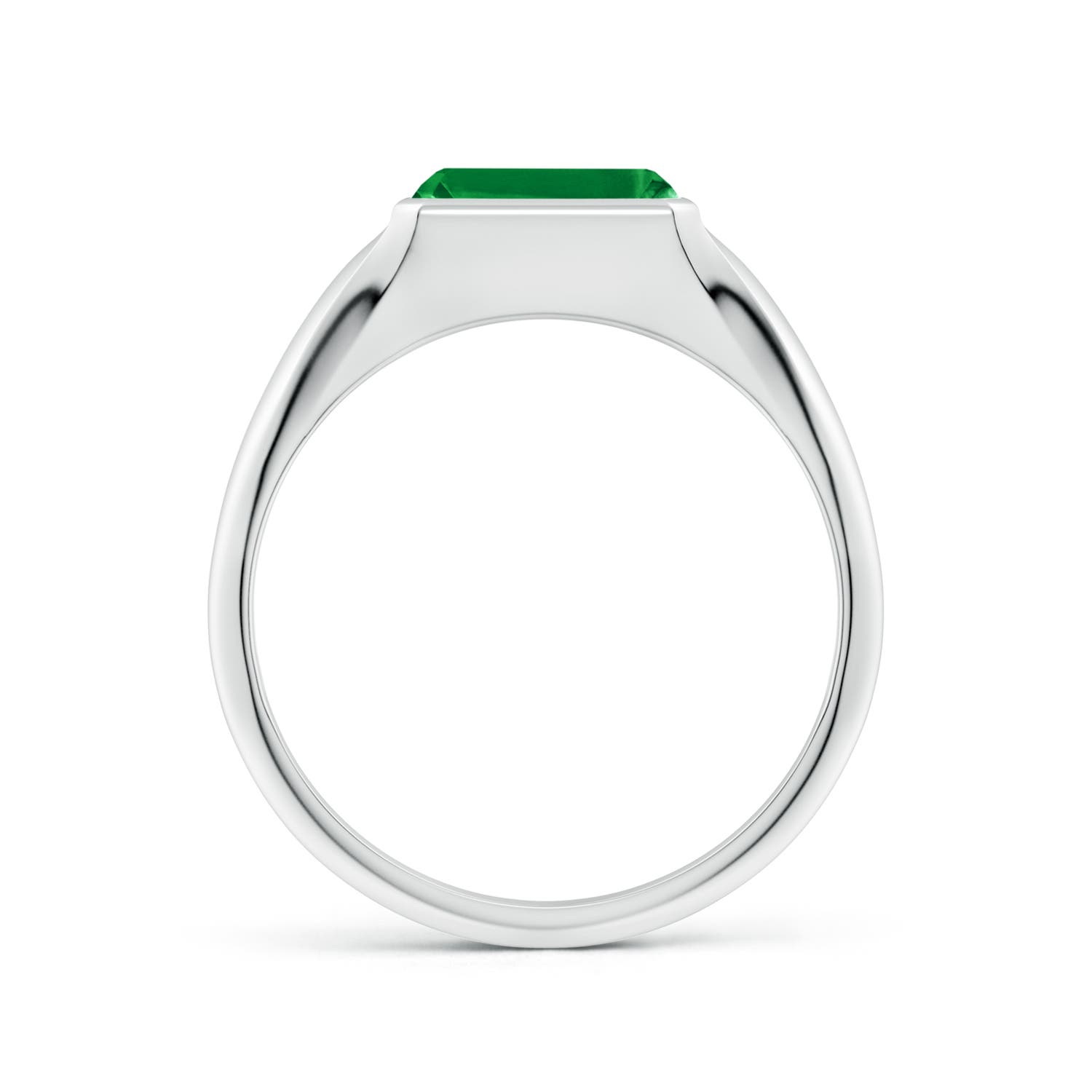 8x6mm AAA Emerald-Cut Emerald Signet Ring in White Gold - side 2