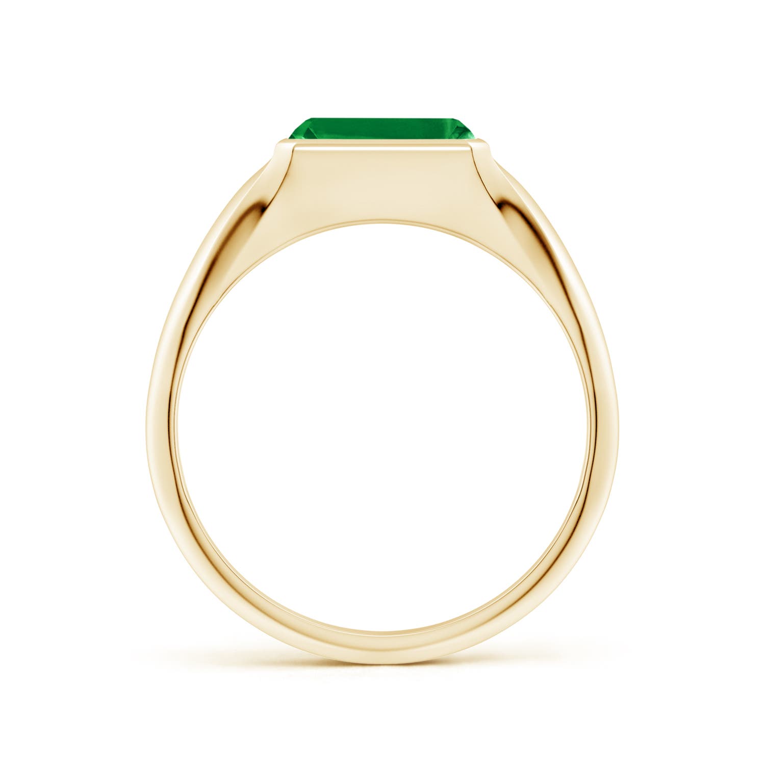 8x6mm AAA Emerald-Cut Emerald Signet Ring in Yellow Gold - side 2