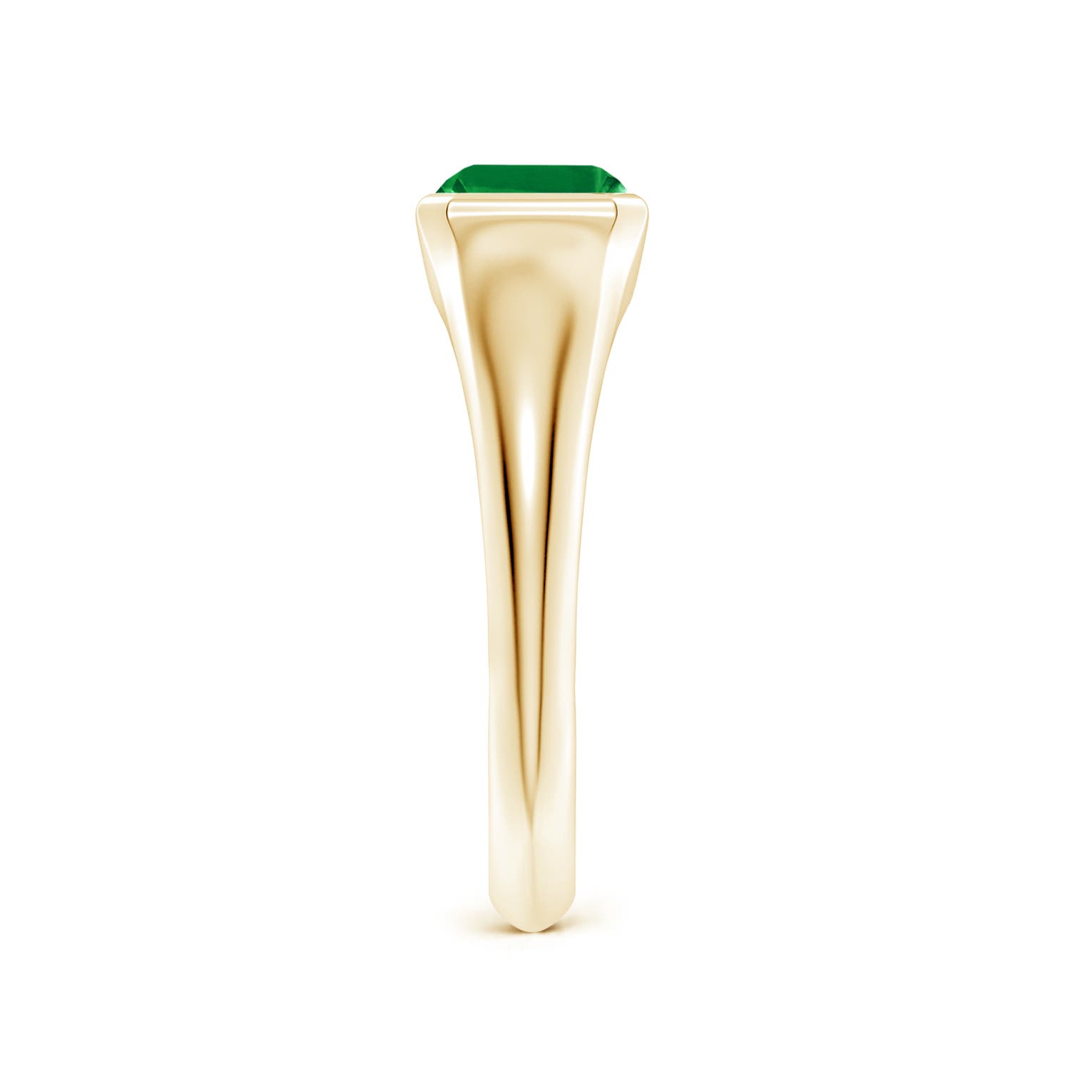 8x6mm AAA Emerald-Cut Emerald Signet Ring in Yellow Gold - side 3