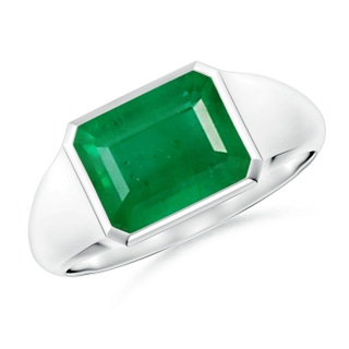 9x7mm AA Emerald-Cut Emerald Signet Ring in P950 Platinum