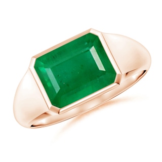 9x7mm AA Emerald-Cut Emerald Signet Ring in Rose Gold