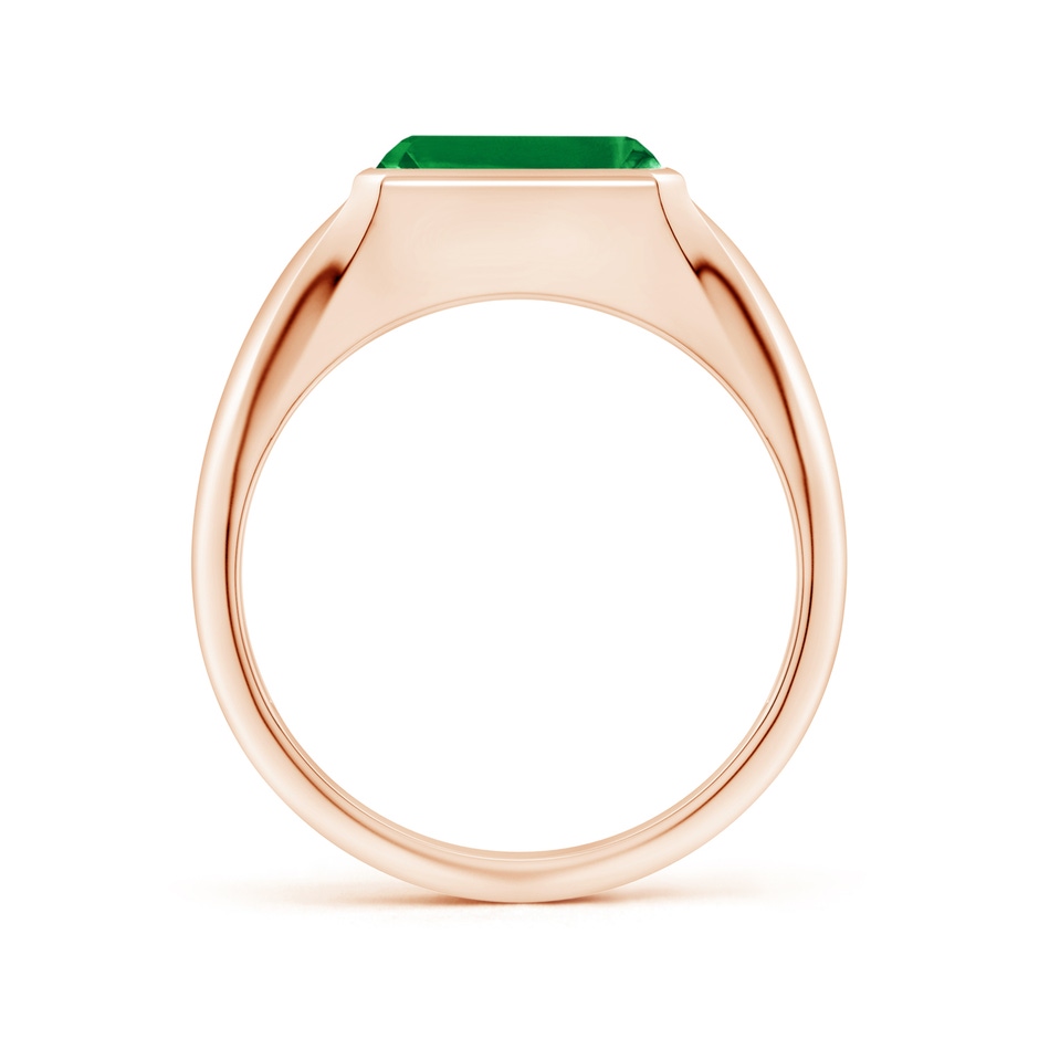 9x7mm AAA Emerald-Cut Emerald Signet Ring in Rose Gold side 199