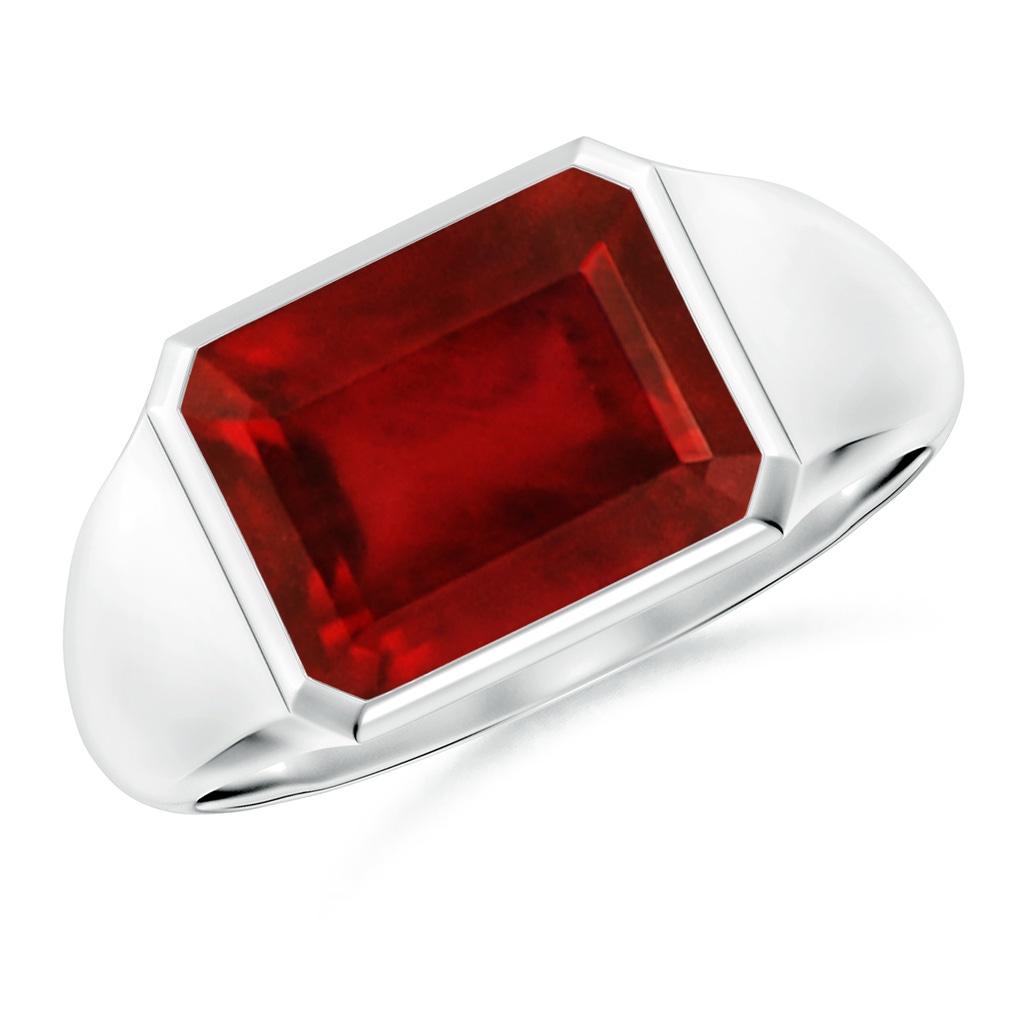 10x8mm AAAA Emerald-Cut Ruby Signet Ring in P950 Platinum