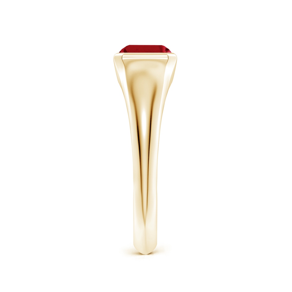 8x6mm AAA Emerald-Cut Ruby Signet Ring in Yellow Gold Side 299