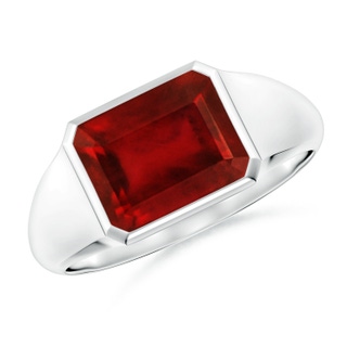 9x7mm AAAA Emerald-Cut Ruby Signet Ring in P950 Platinum