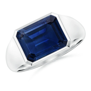 10x8mm AAA Emerald-Cut Blue Sapphire Signet Ring in P950 Platinum