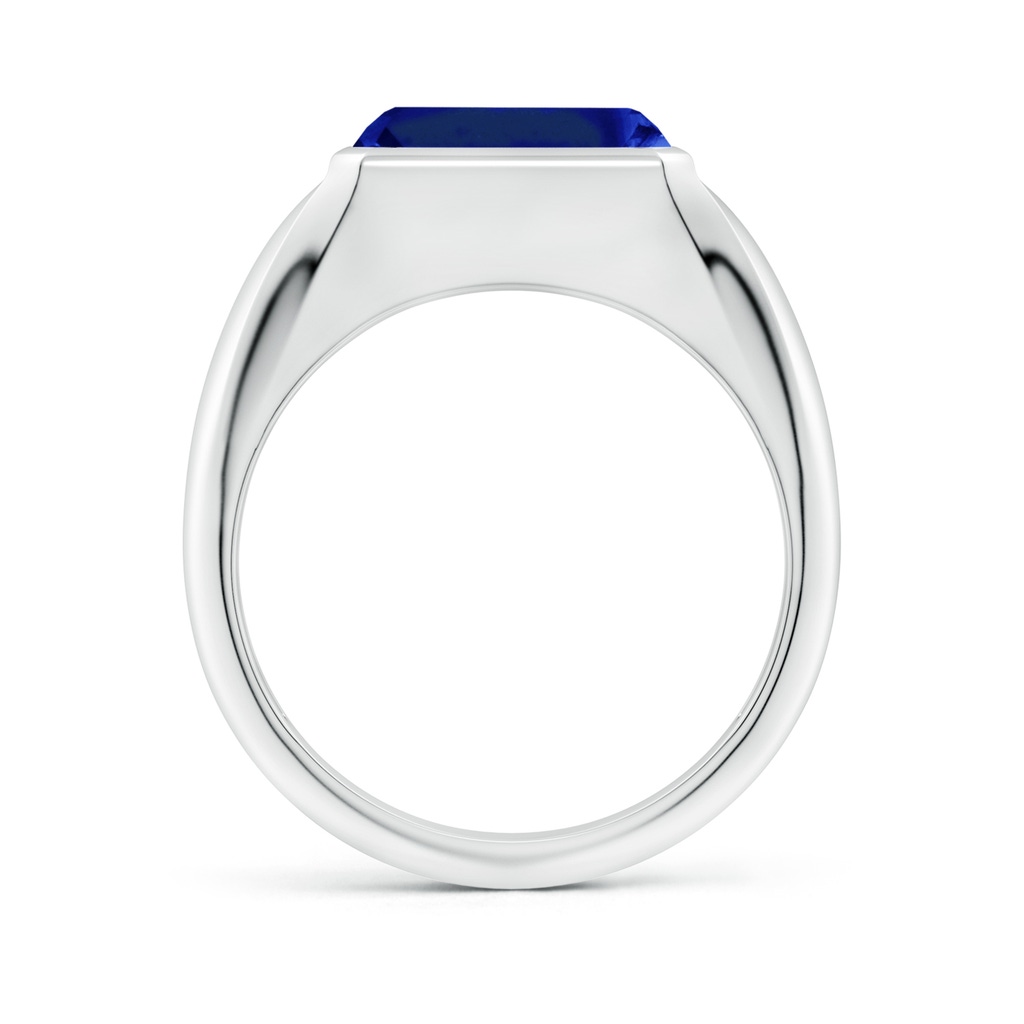 10x8mm AAAA Emerald-Cut Blue Sapphire Signet Ring in P950 Platinum Side 199
